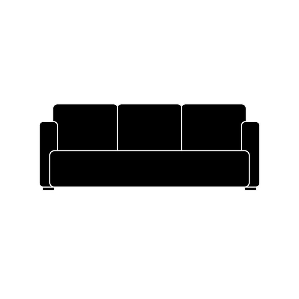 Stylish comfortable sofa icon isolated on white background. Couch interior of a living room or office. Soft furniture for rest and relaxation home. Vector illustration.