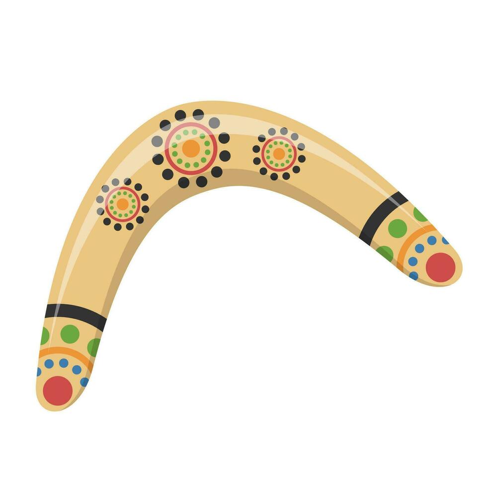 Traditional wooden boomerang icon isolated on white background. Australian native hunting and sport weapon. Aboriginal wooden boomerang. Vector illustration.