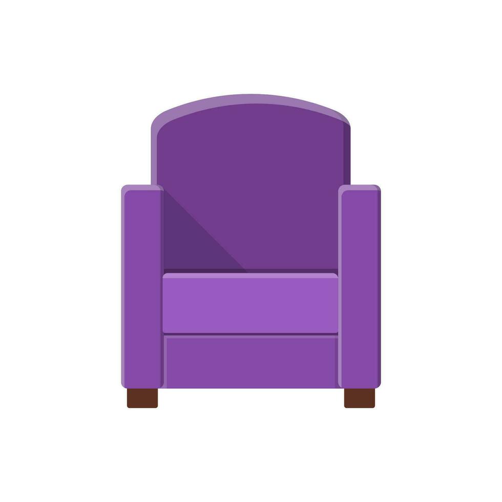 Stylish comfortable modern armchair in flat style isolated on white background. Part of the interior of a living room or office. Soft furniture for rest and relaxation. Vector illustration.