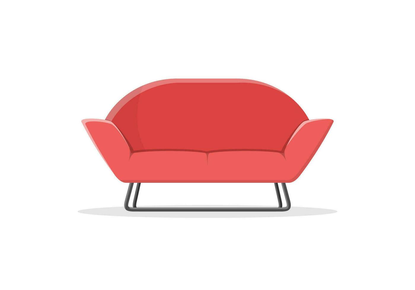 Stylish comfortable sofa in flat style isolated on white background. Couch interior of a living room or office. Soft furniture for rest and relaxation home. Vector illustration.