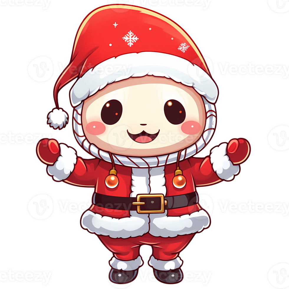 Ai Generiert Süß Santa Mit Weihnachten Beleuchtung Clip Art Illustration 35207517 Png 2441