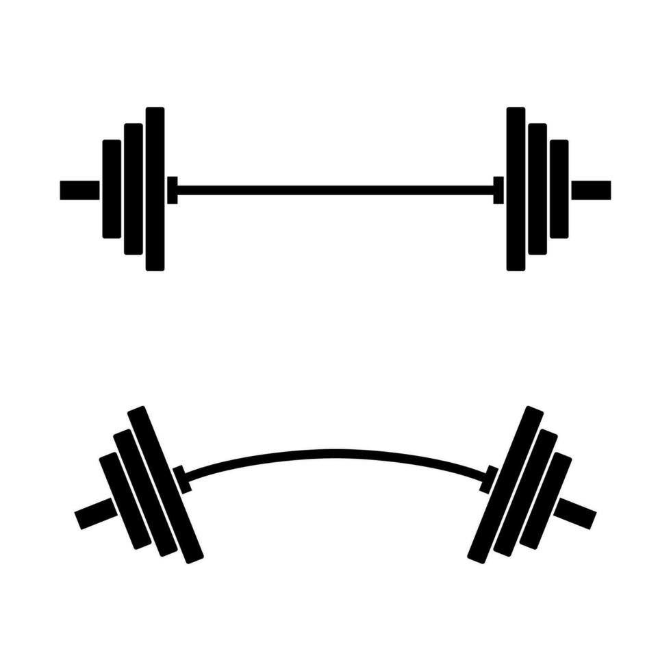 Derecho y curvo barra con pesas icono aislado en blanco antecedentes. levantamiento de pesas equipo, culturismo, gimnasia, crossfit, ejercicio, aptitud club símbolo. deporte vector ilustración