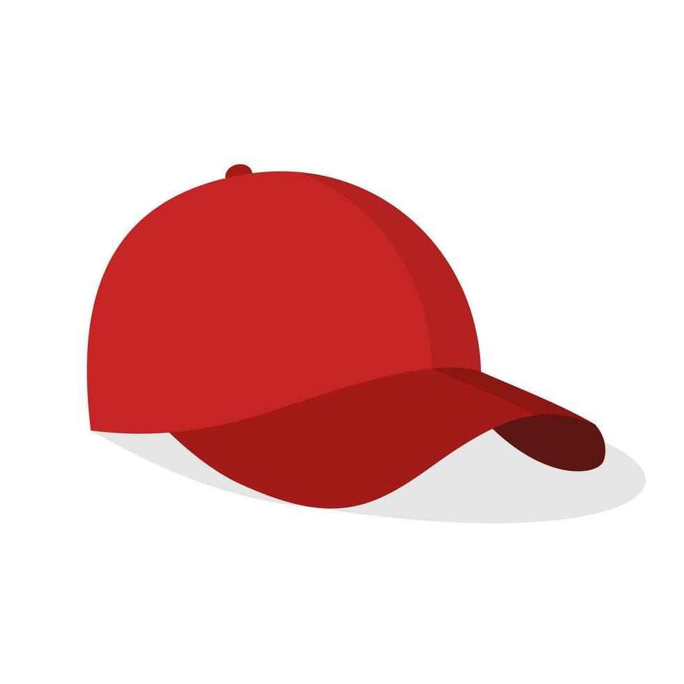 Baseball cap isolated on white background. Summer hat, stylish sports headwear, an athletic accessory that protects your head from the sun. Vector illustration.