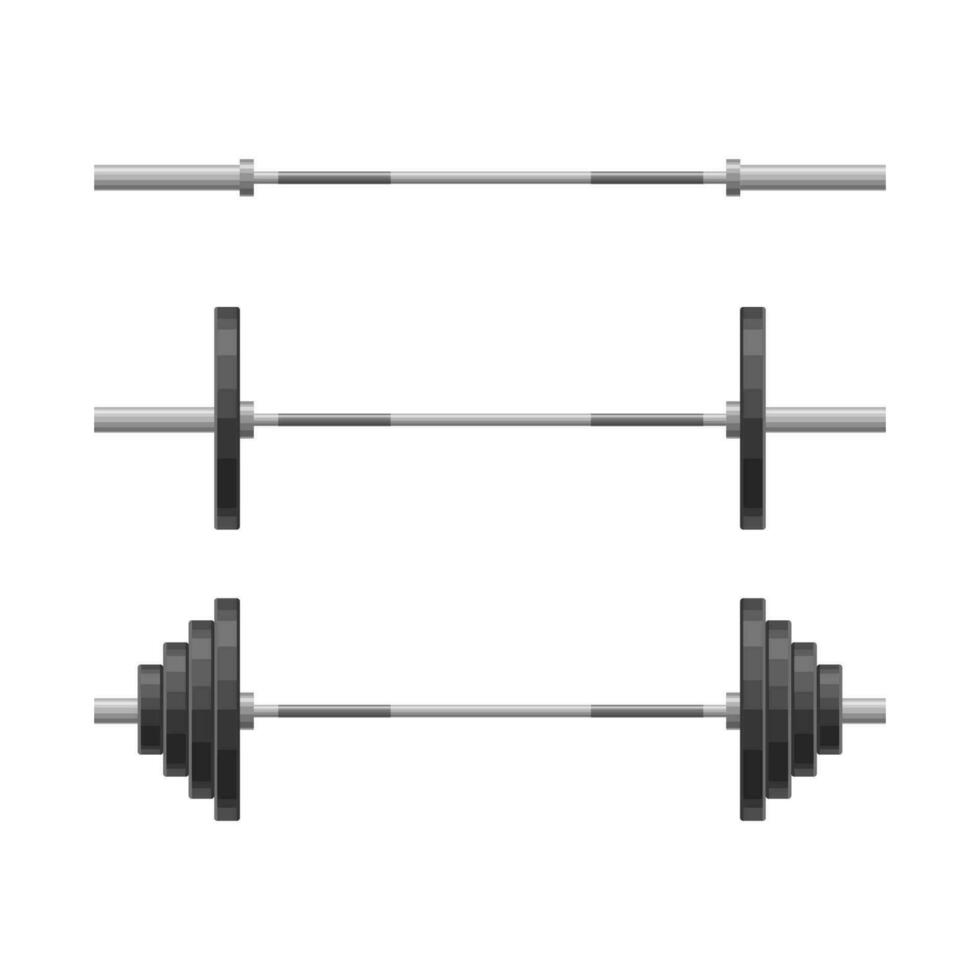 Barbell with weights set. Bodybuilding, gym, crossfit, workout, fitness club. vector