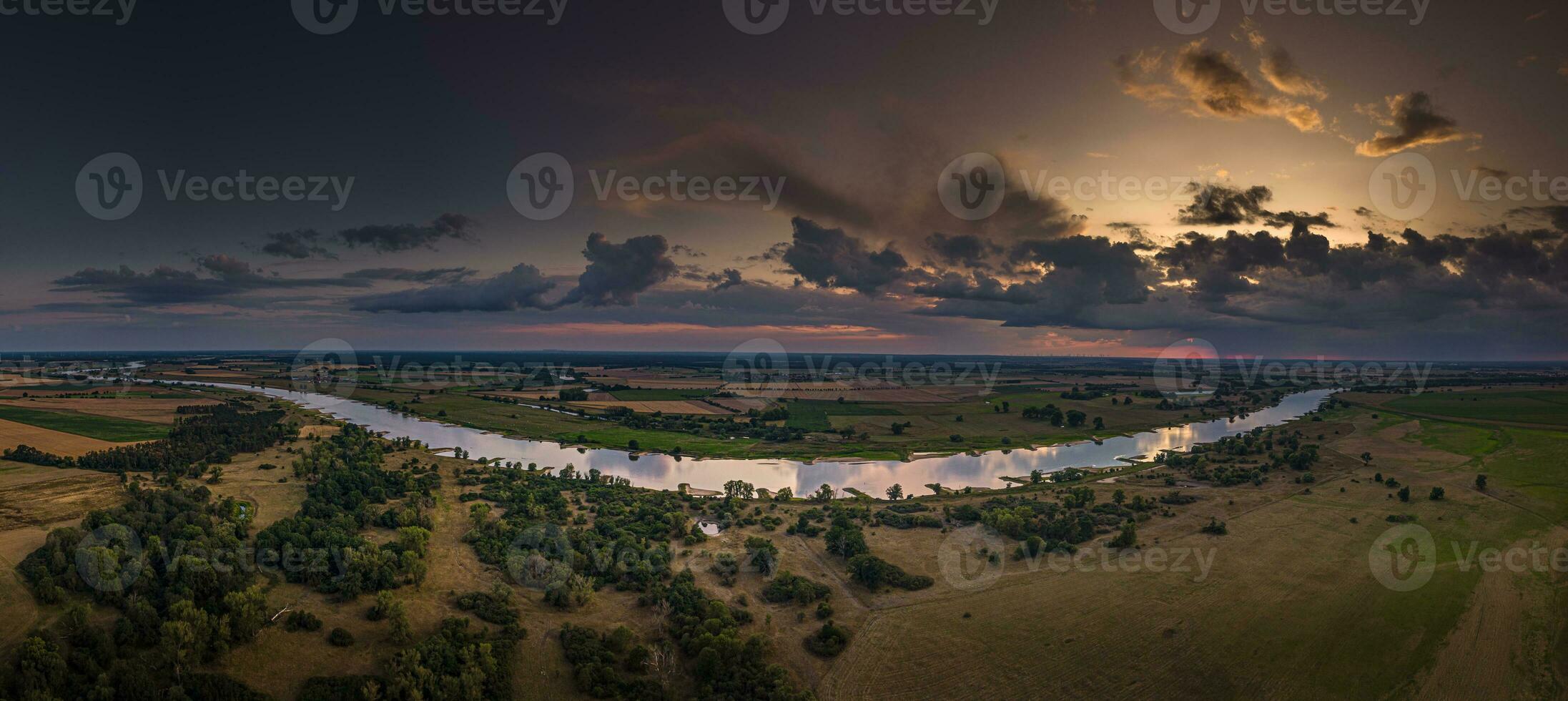 Aerial view of a landscape at the Elbe in sunny weather photo