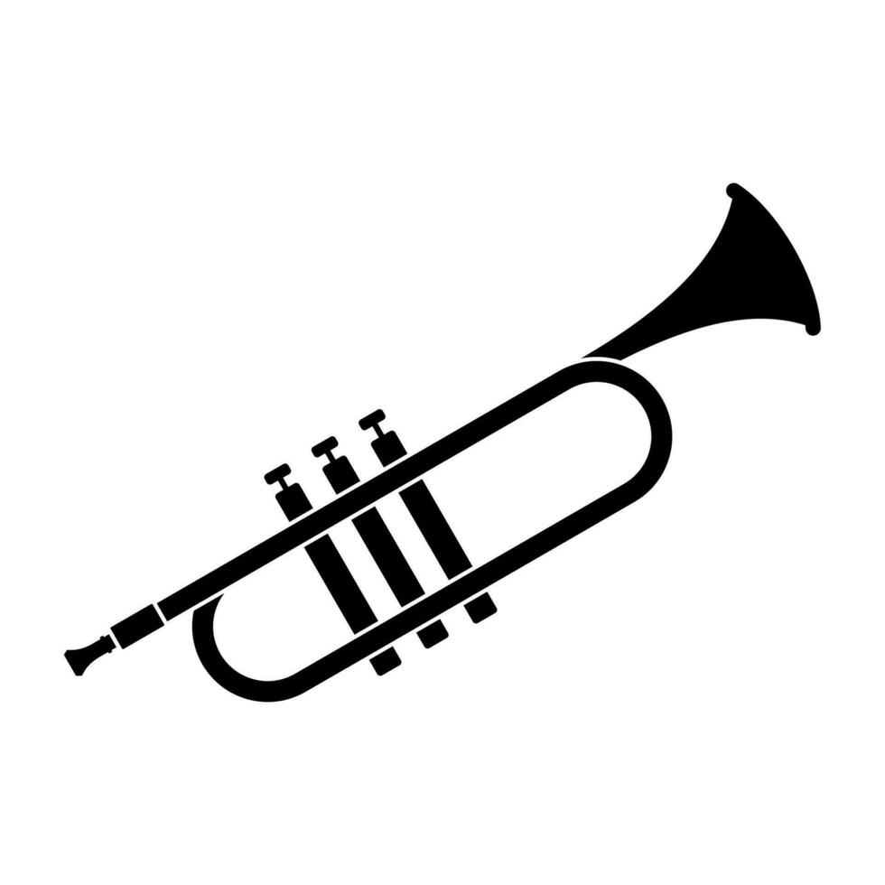 Horn trumpet icon musical instrument isolated on white background. Royal fanfare for play music. Vector illustration.