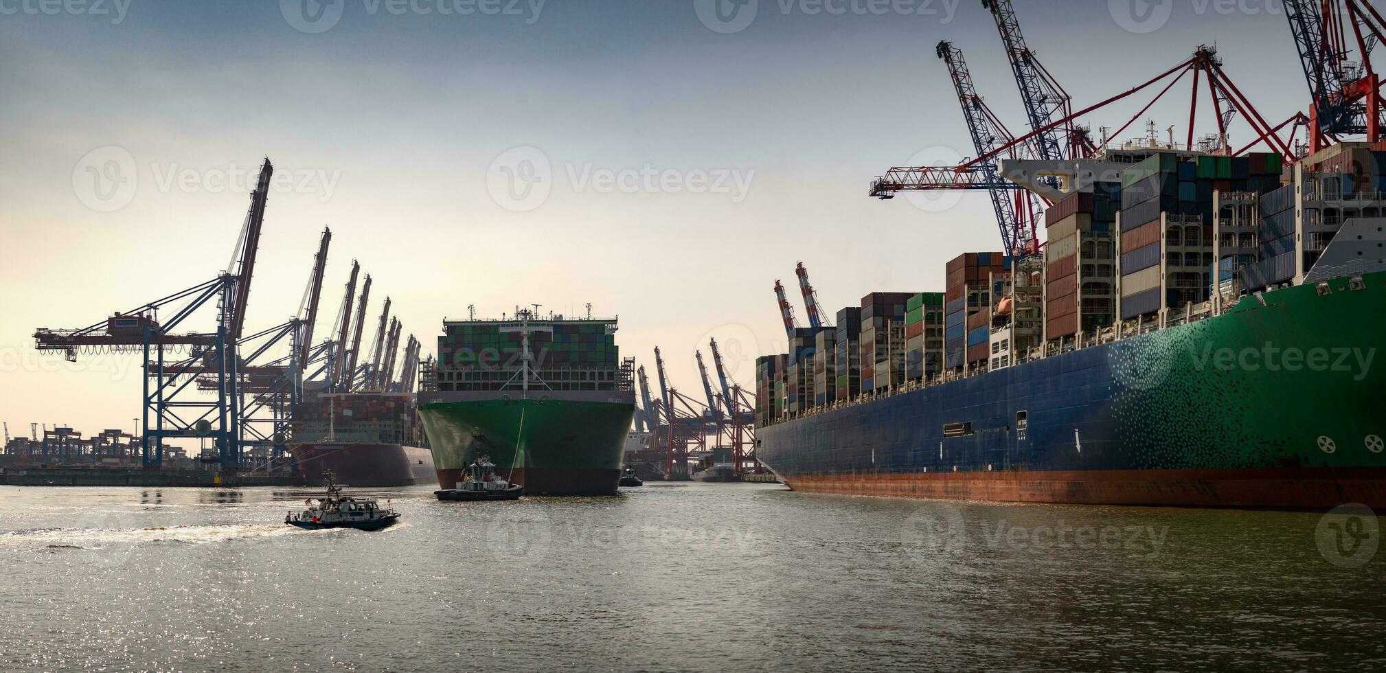 Container terminal in the port of Hamburg in sunny weather photo