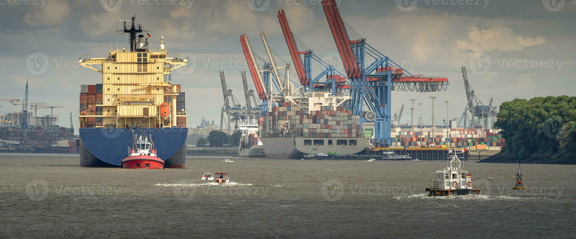 Boats on the river elbe photo