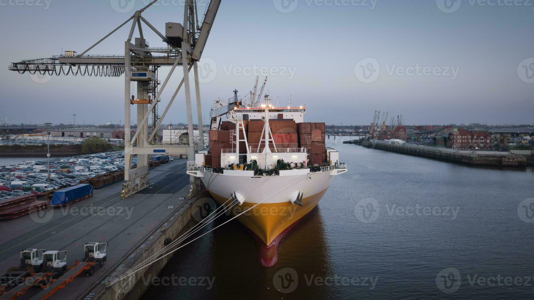 Cargo ship in the port of Hamburg photo