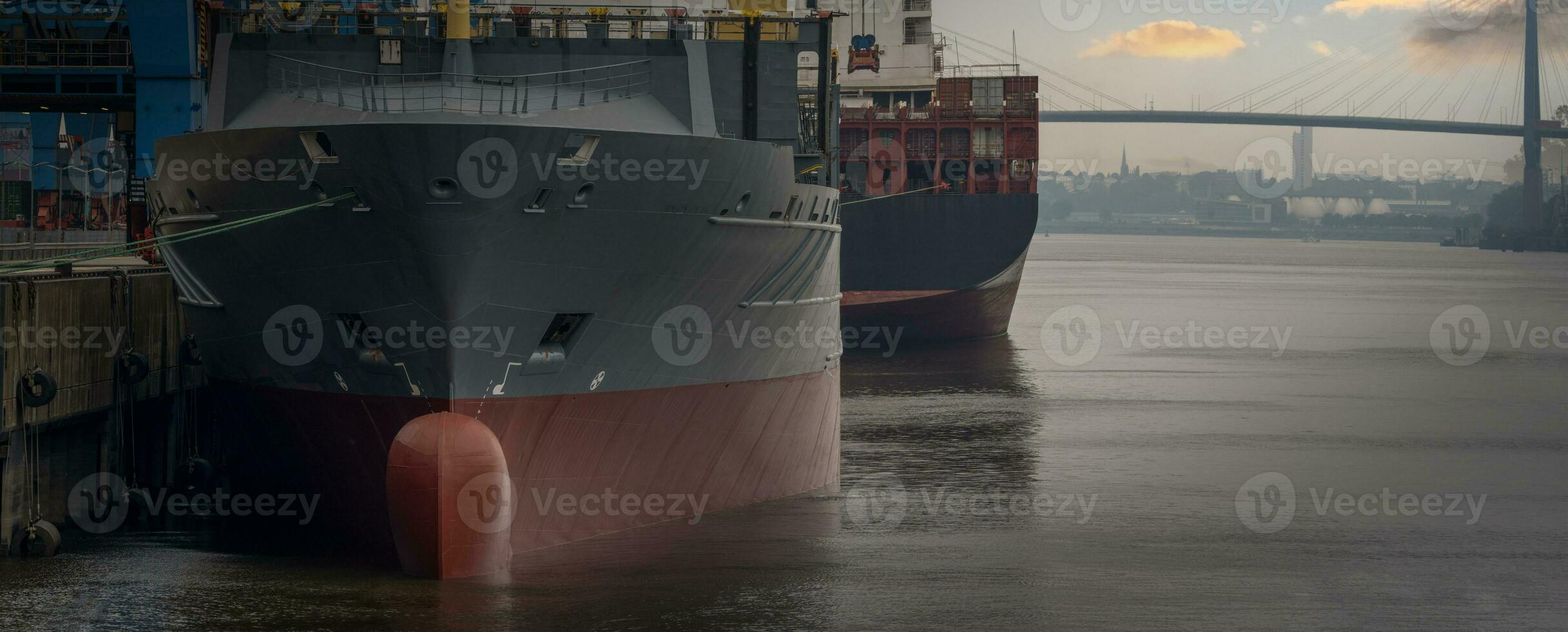 Cargo ship in the port of Hamburg photo