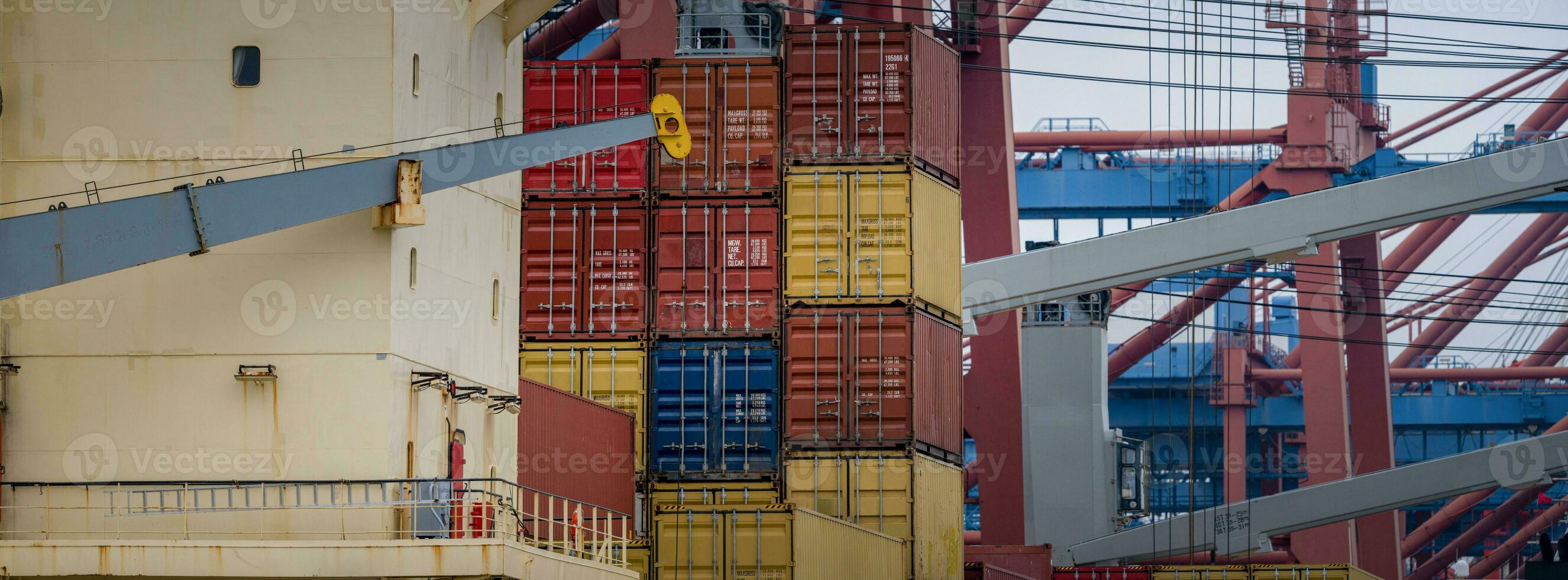 Container on a container ship photo