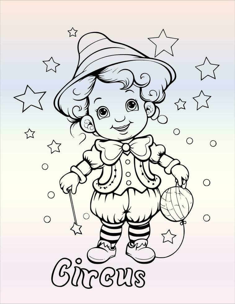 circo payaso colorante página dibujo para niños vector