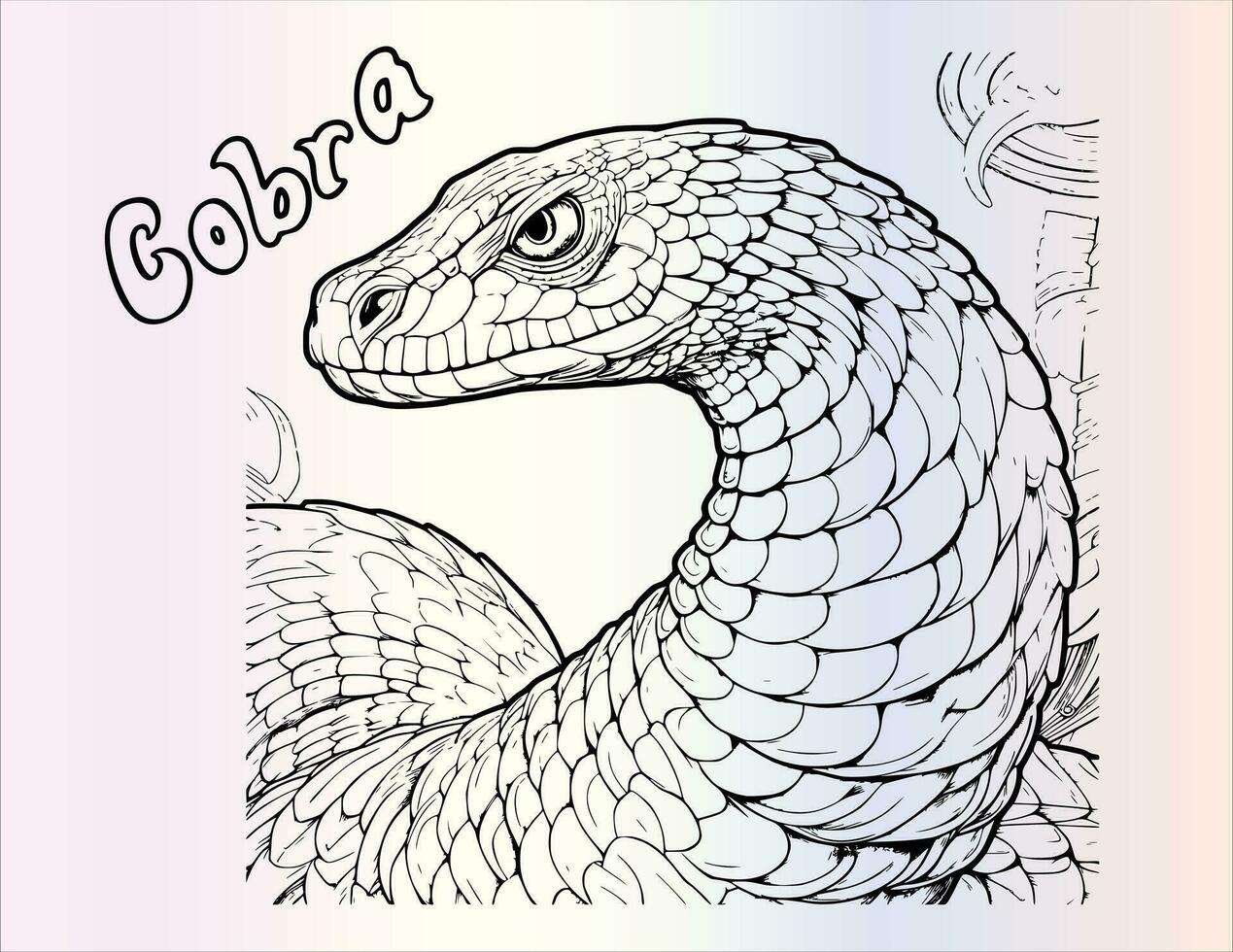 Cobra Coloring Page For Kids vector