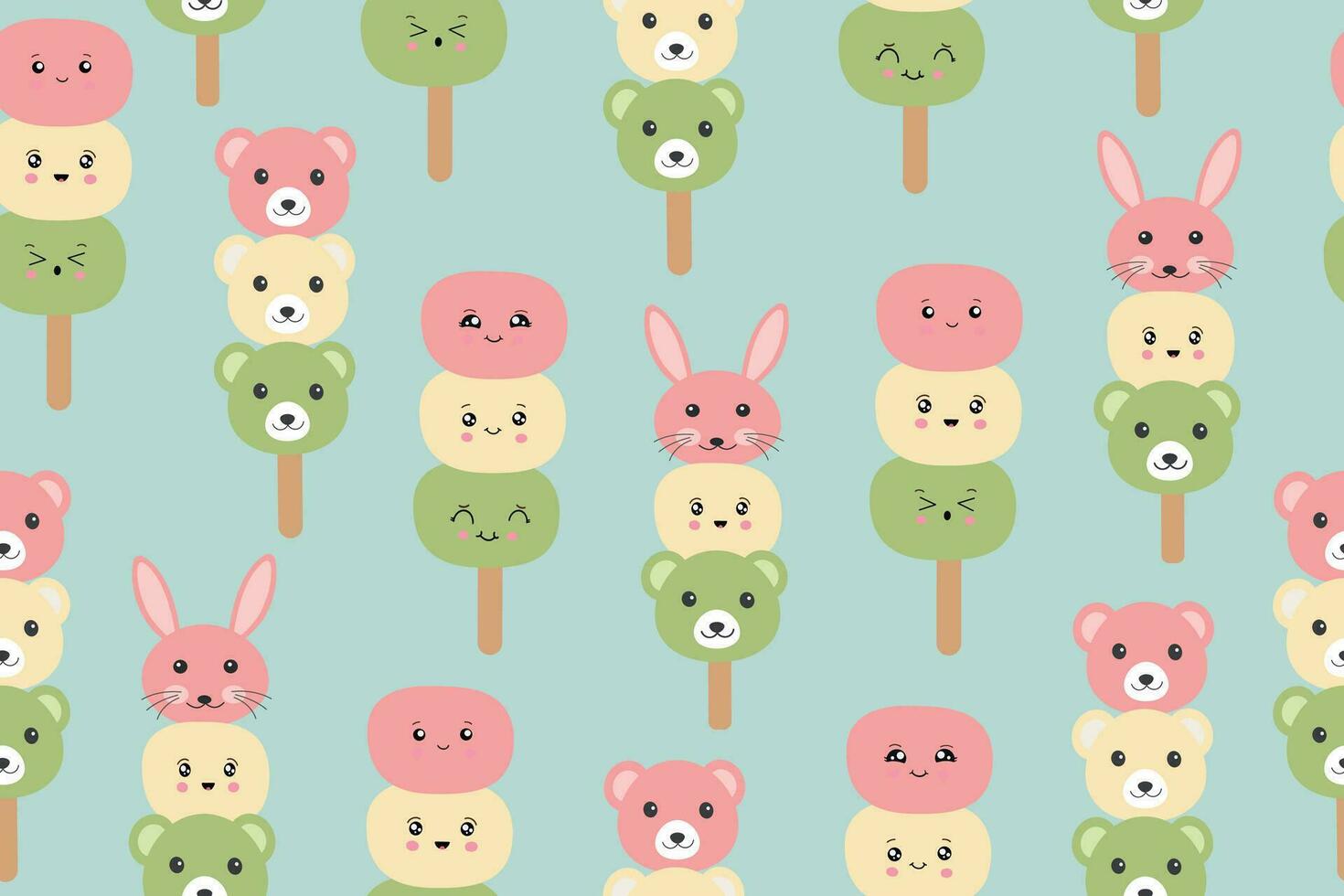Japanese dessert Dango seamless pattern. Vector illustration. Vector illustration