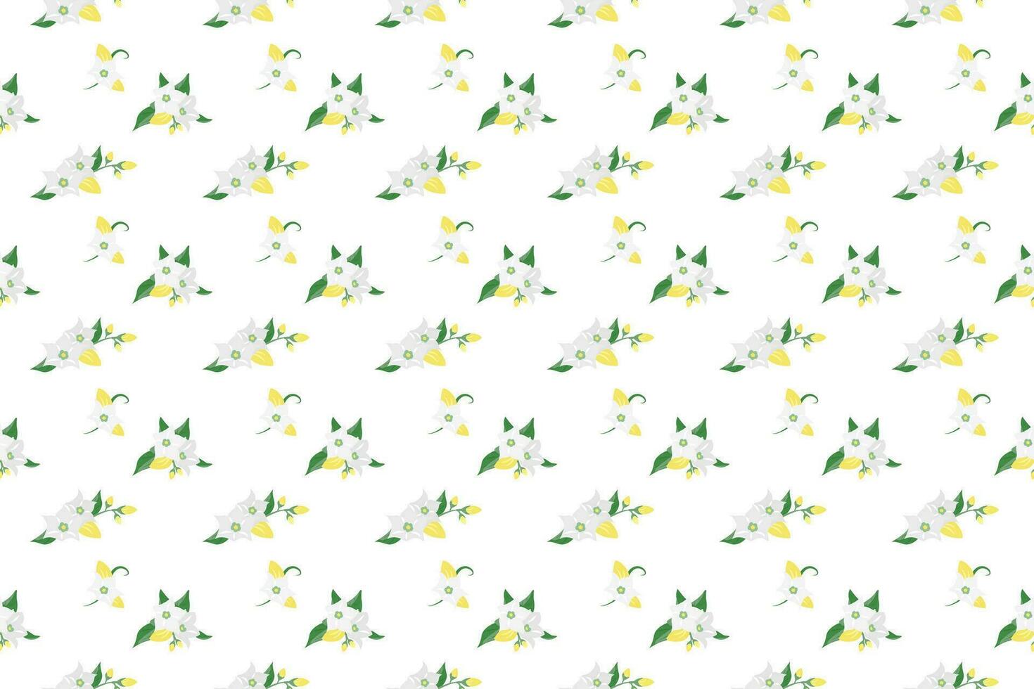 white flower with leaf as seamless pattern background vector