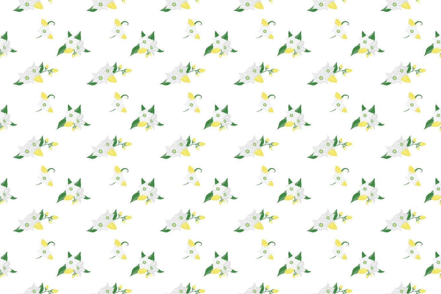 white flower with leaf as seamless pattern background vector