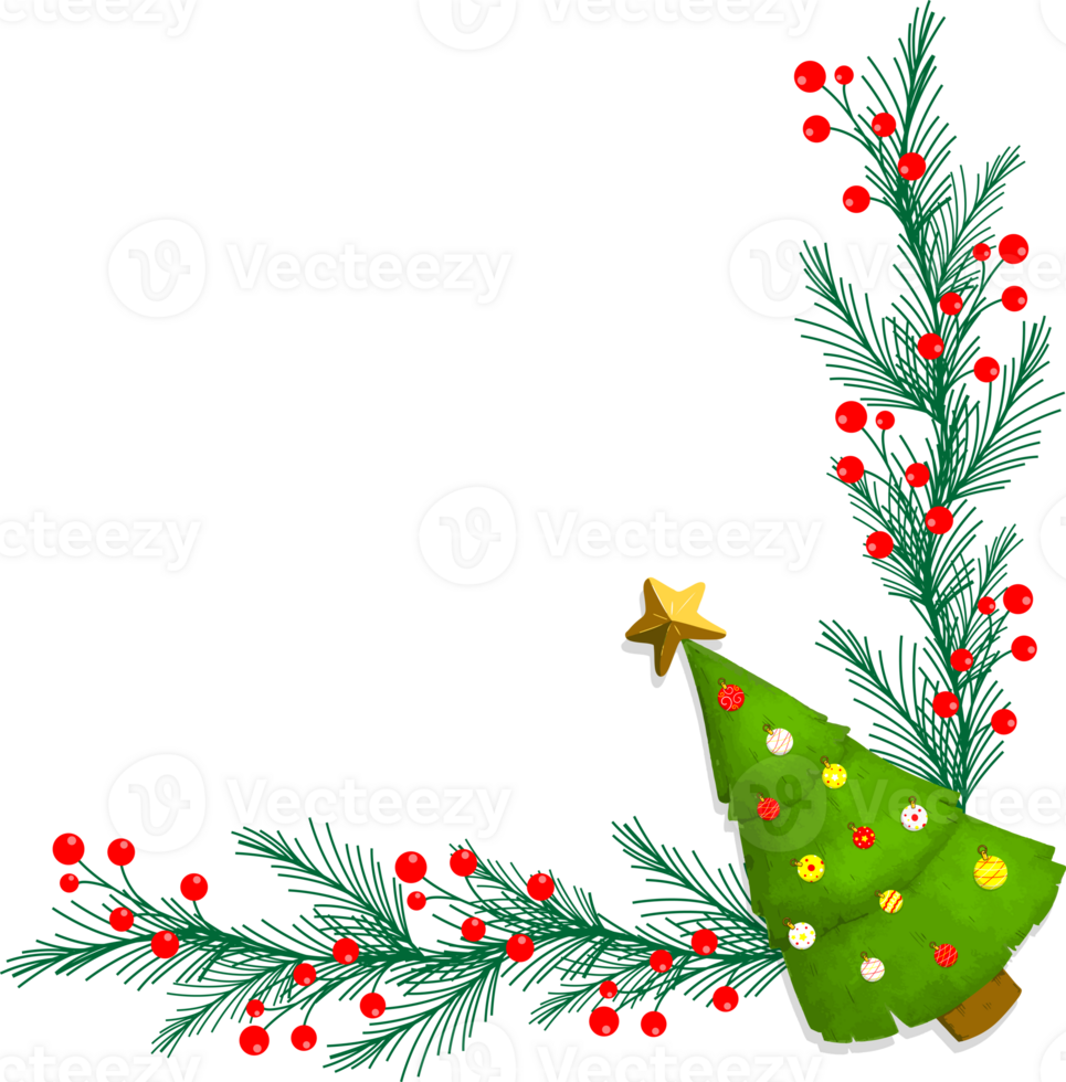 tree christmas frame corner decorative card design png