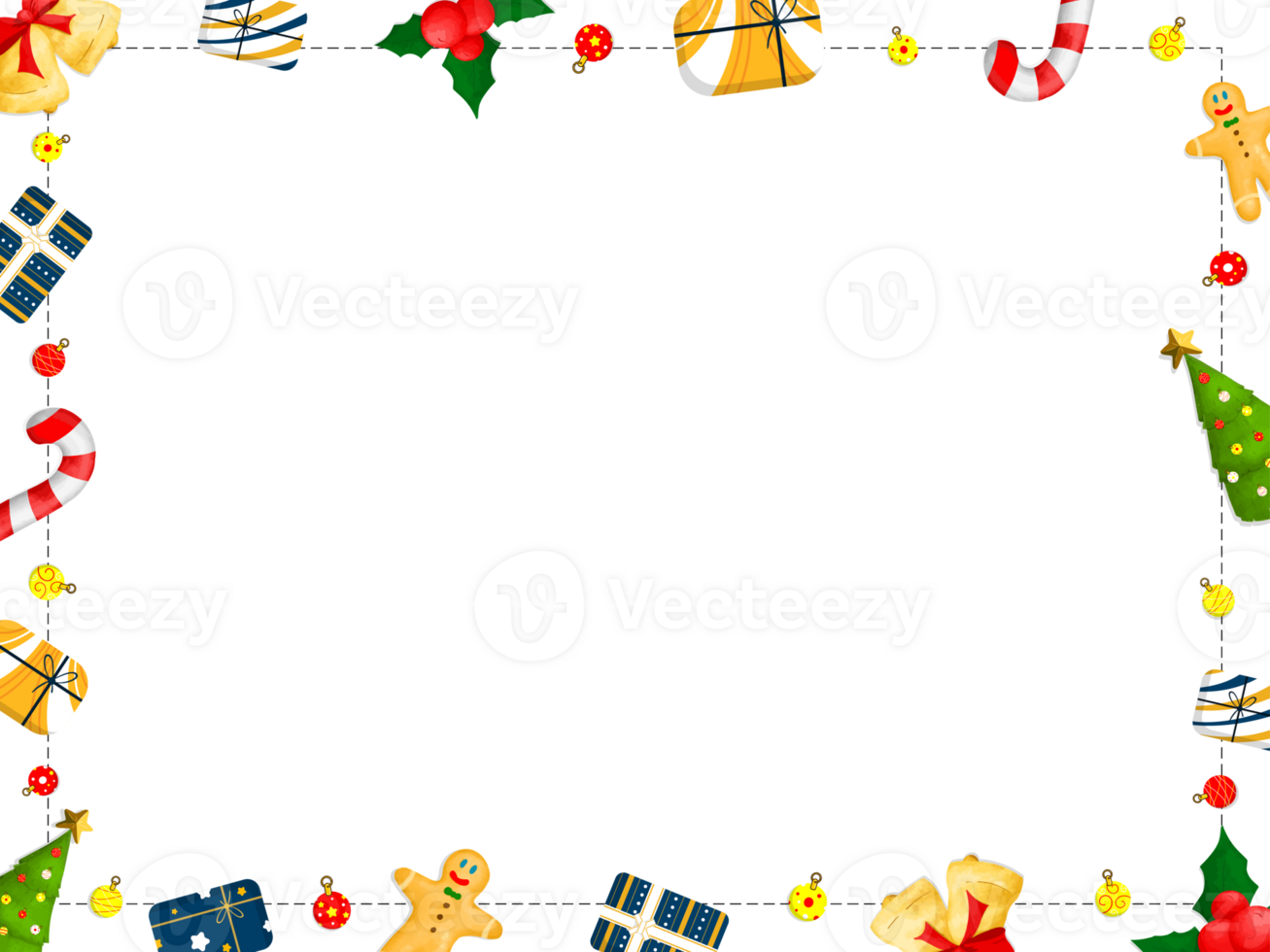 Merry Christmas set item decor frame border card decoration design png