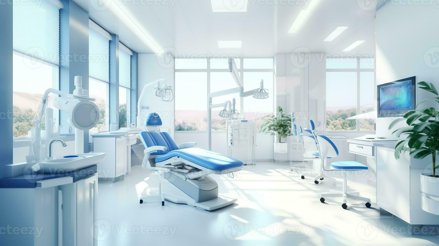 AI generated Modern Dental Clinic with Blue and White Colors photo