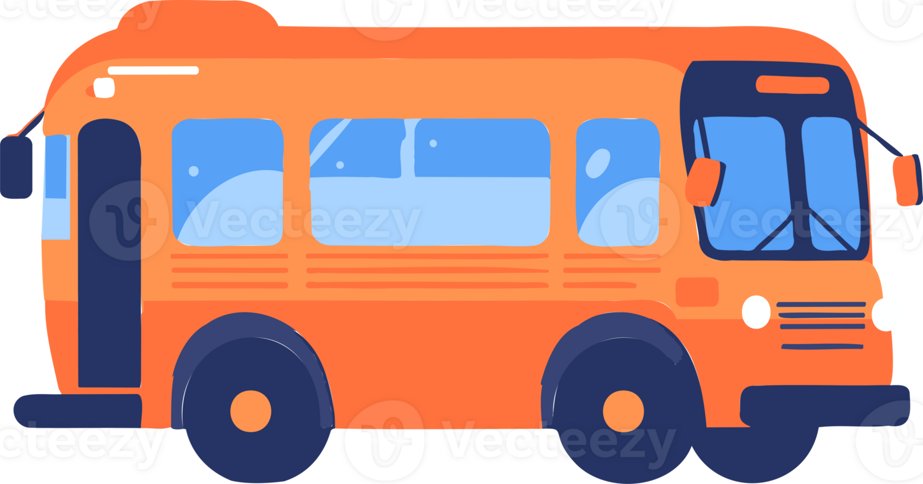 Hand Drawn student transport bus in flat style png