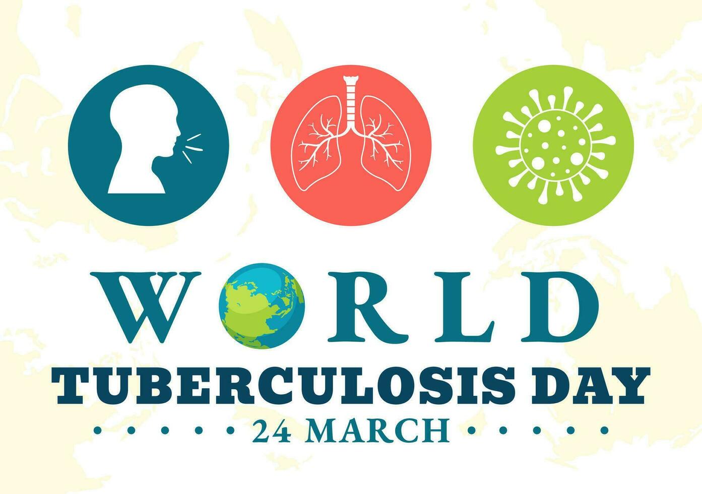 World Tuberculosis Day Vector Illustration on March 24 with Lungs and Bacteria to TB Awareness and Medical in Healthcare Flat Cartoon Background