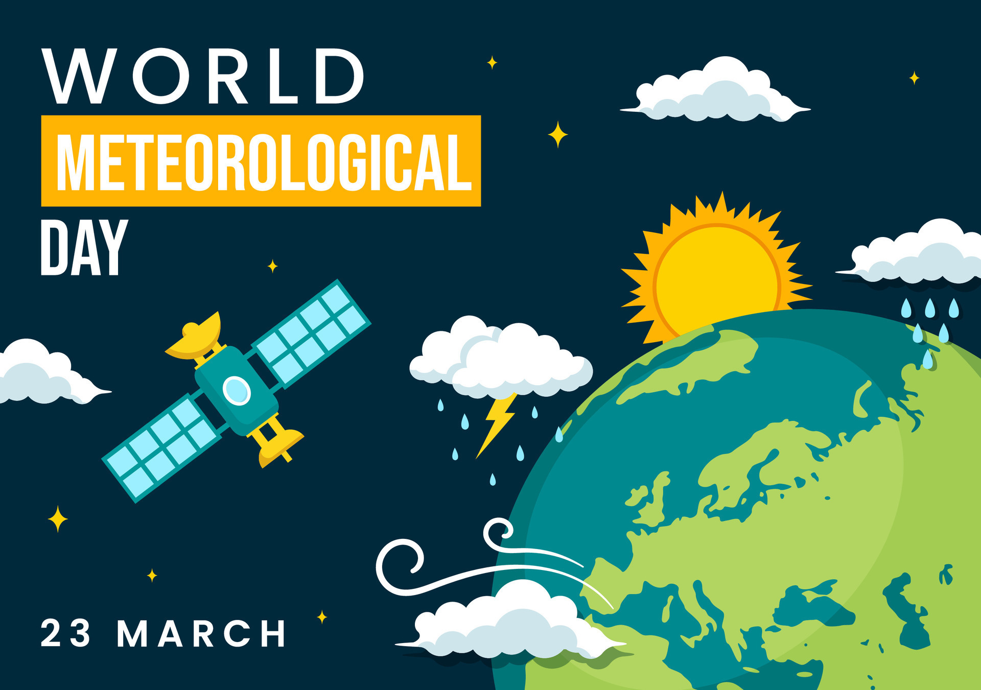 World Meteorological Day Vector Illustration on 23 March with Earth Map