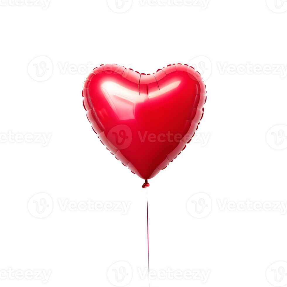 AI generated heart shape balloon isolated on transparent background. ai generative png