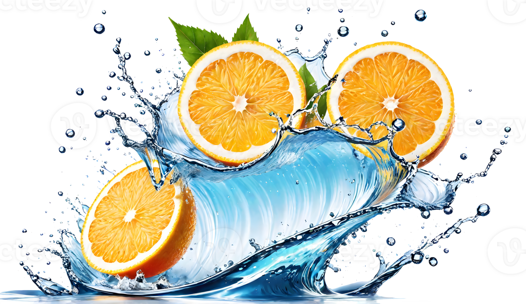 AI generated Orange halves with water splash isolated transparent background. AI Generative png