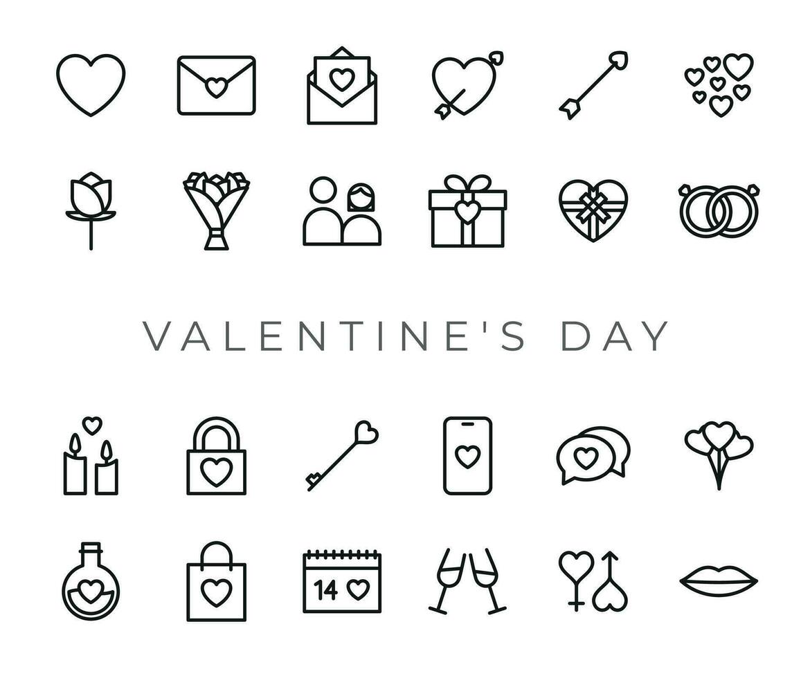 Valentine's Day icon set vector