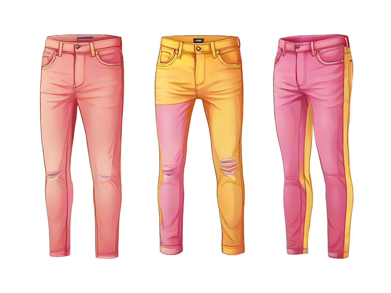 AI generated Set of colorful jeans pant png