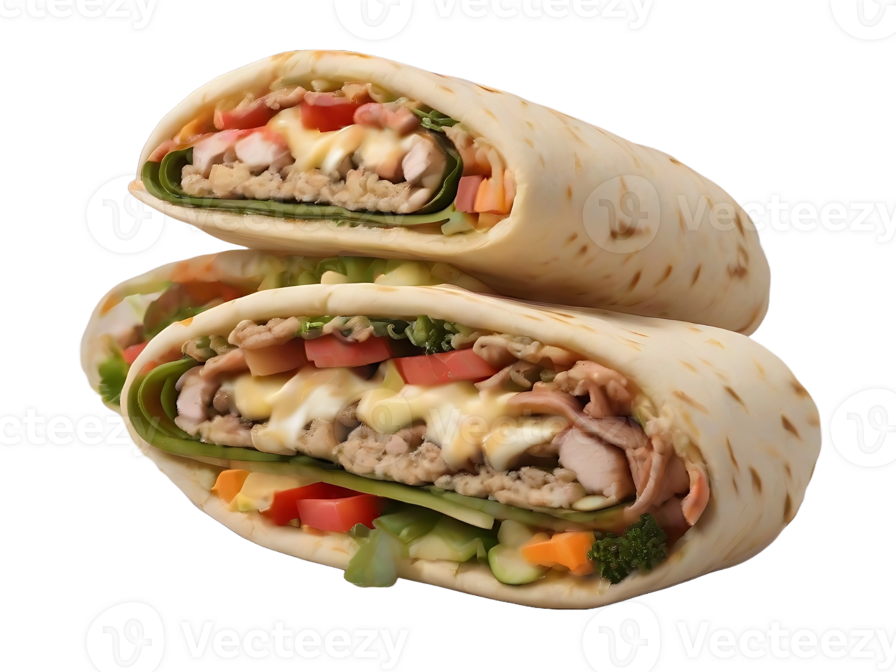 AI generated Pitas rolls with meat and vegetables PNG