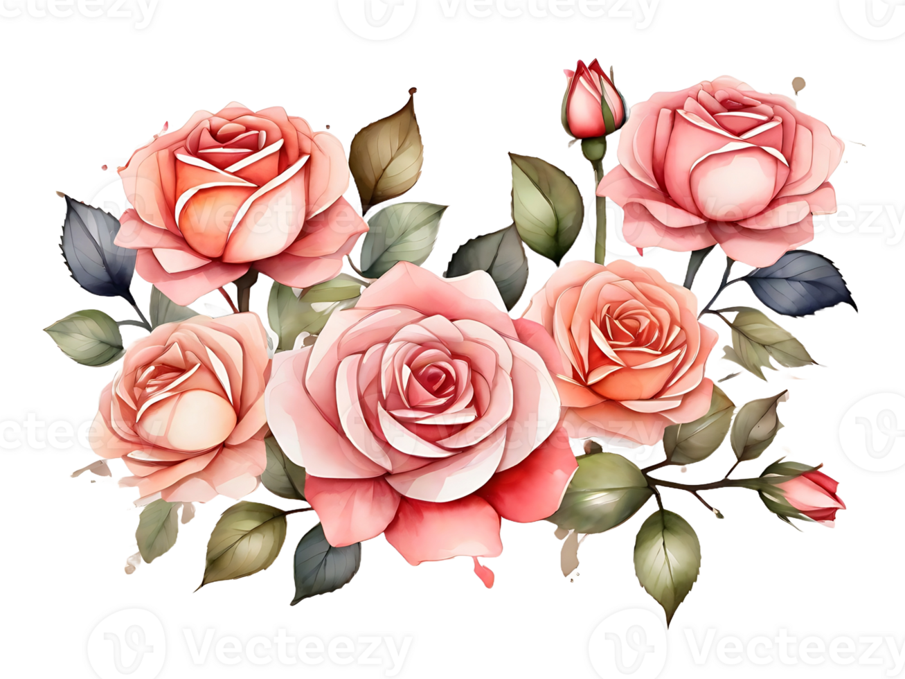 AI generated Bouquet of rose for valentines day. PNG