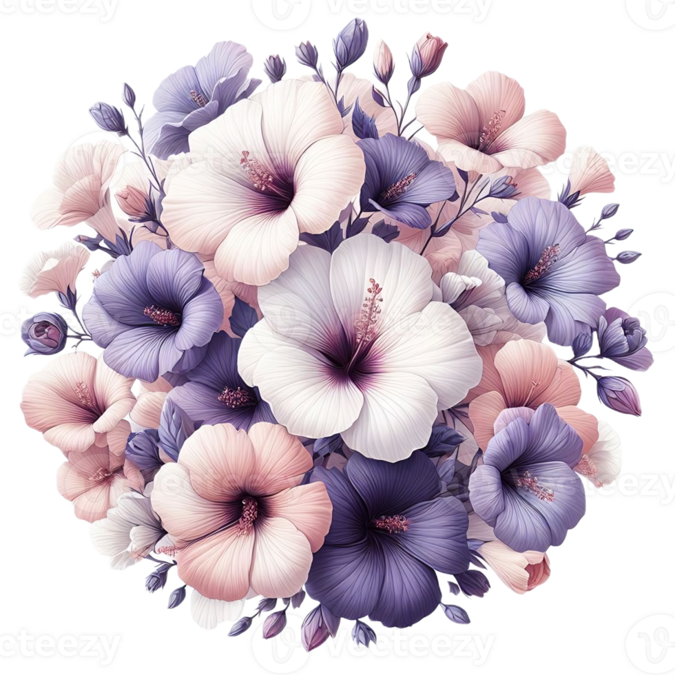AI generated Shrub Althaea flower ring , blooming flower png