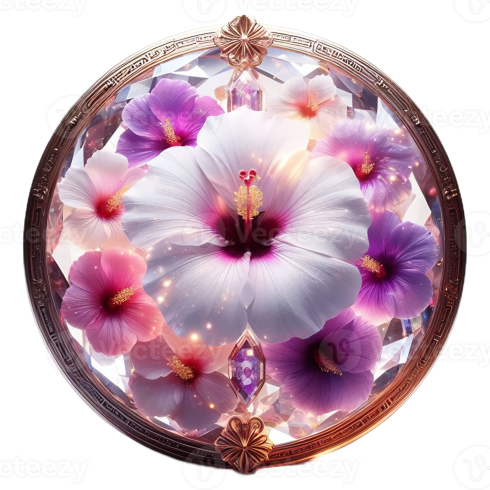 AI generated Shrub Althaea flower ring , blooming flower png