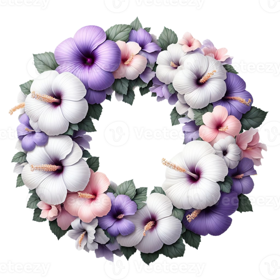 AI generated Shrub Althaea flower ring , blooming flower png