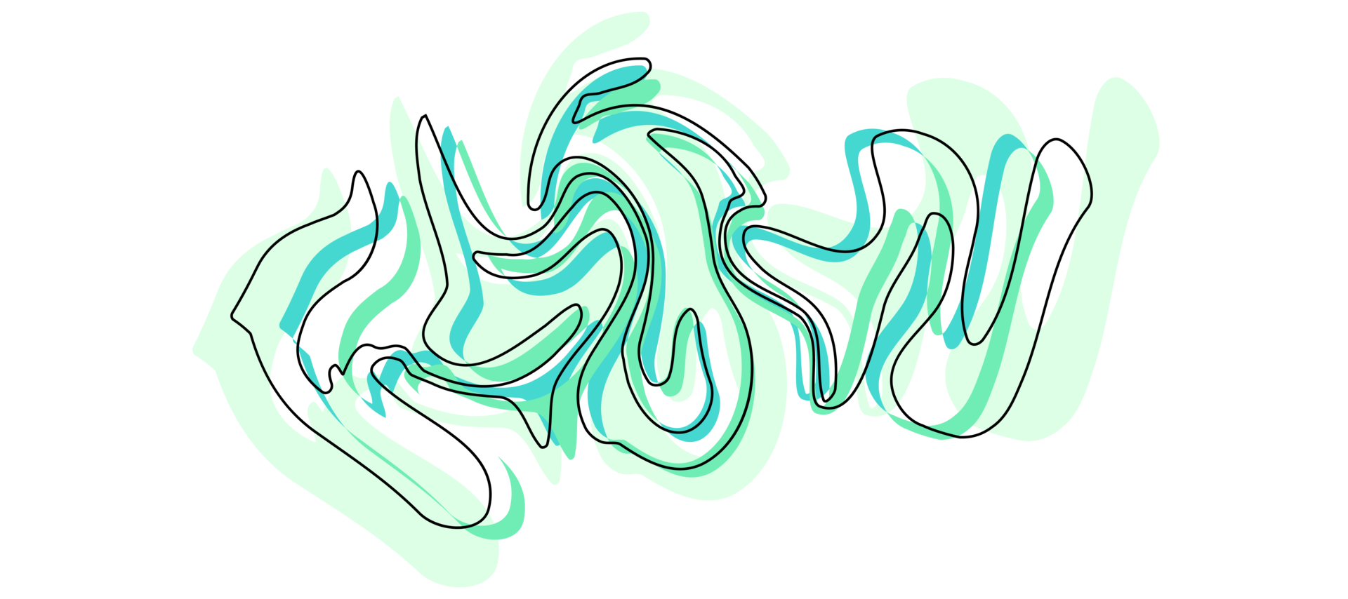 abstrato verde água líquido com Preto esboços transparente fundo png