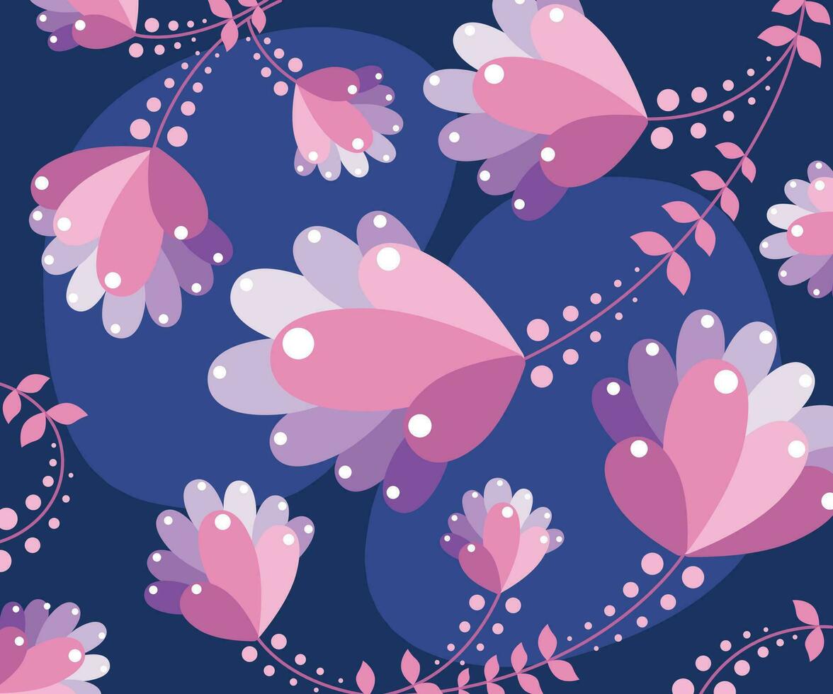 flowers pink purple blue vector