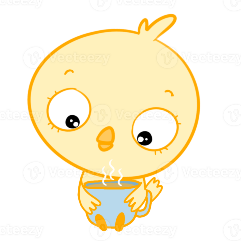 Little Chick with coffee png