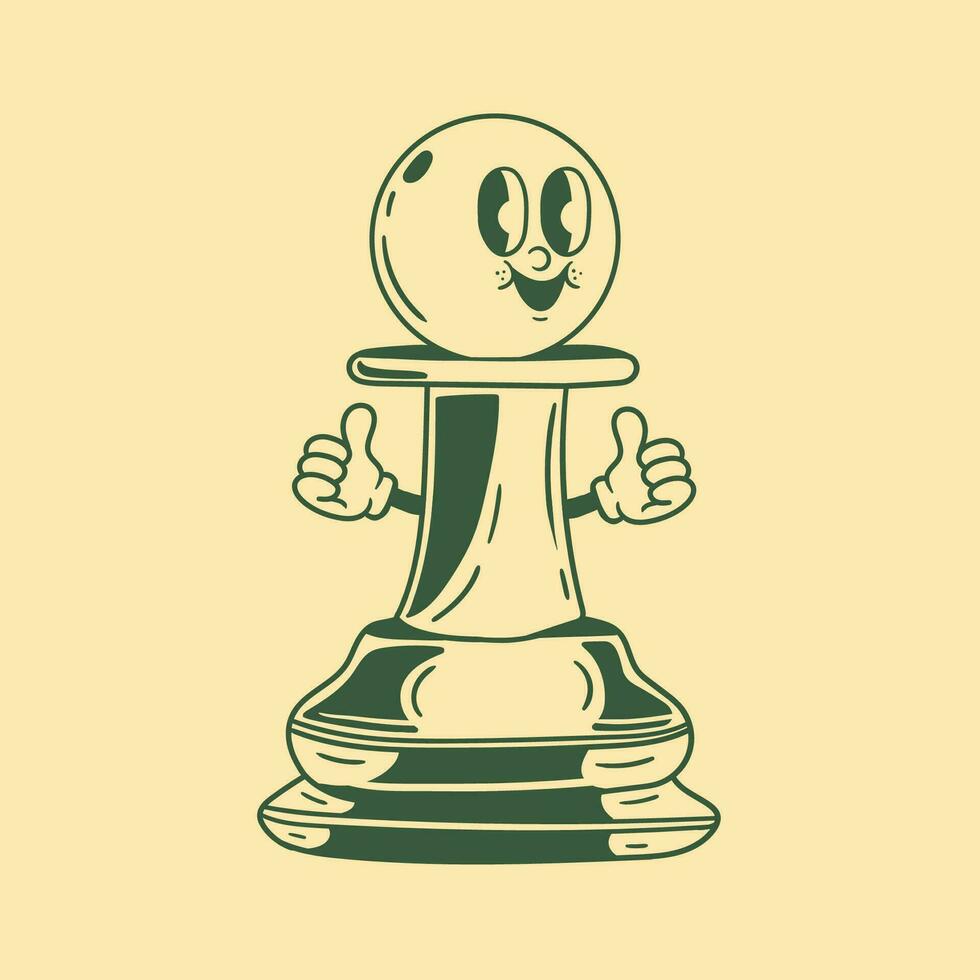 Vintage character design of chess piece pawn vector