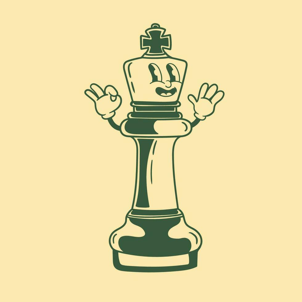Vintage character design of chess piece king vector