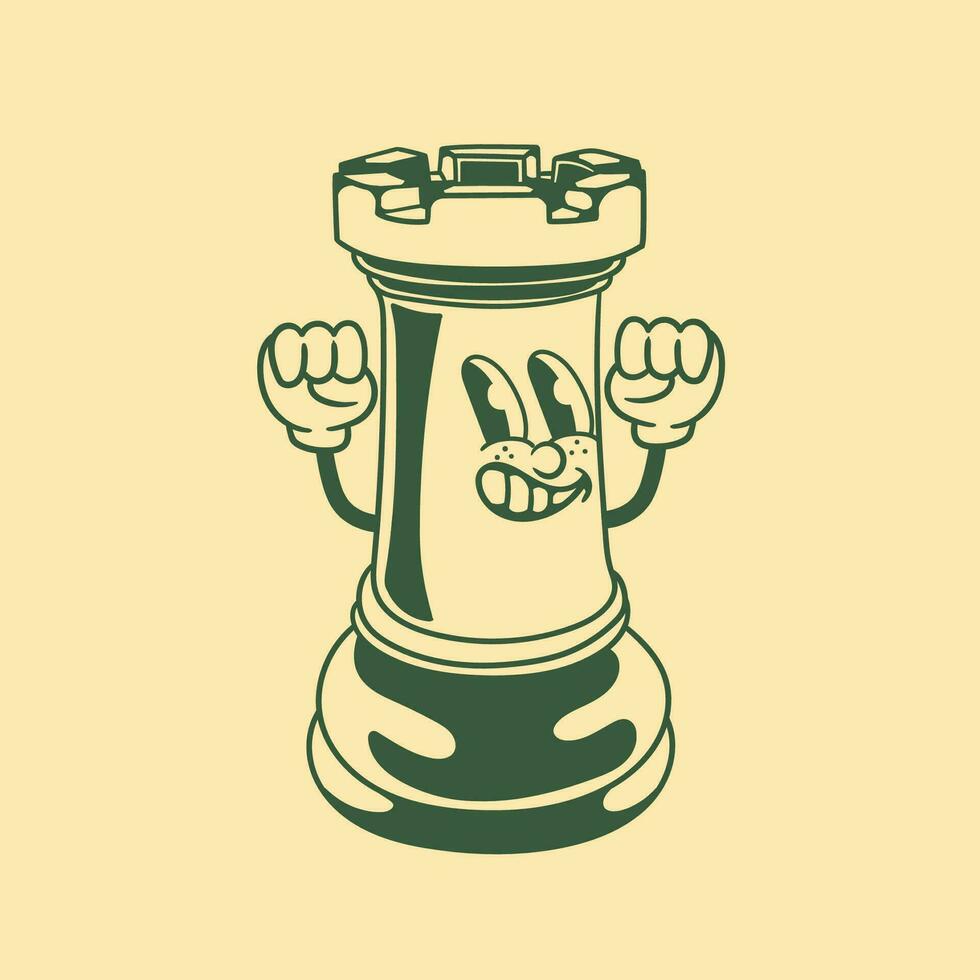 Vintage character design of chess piece rook vector