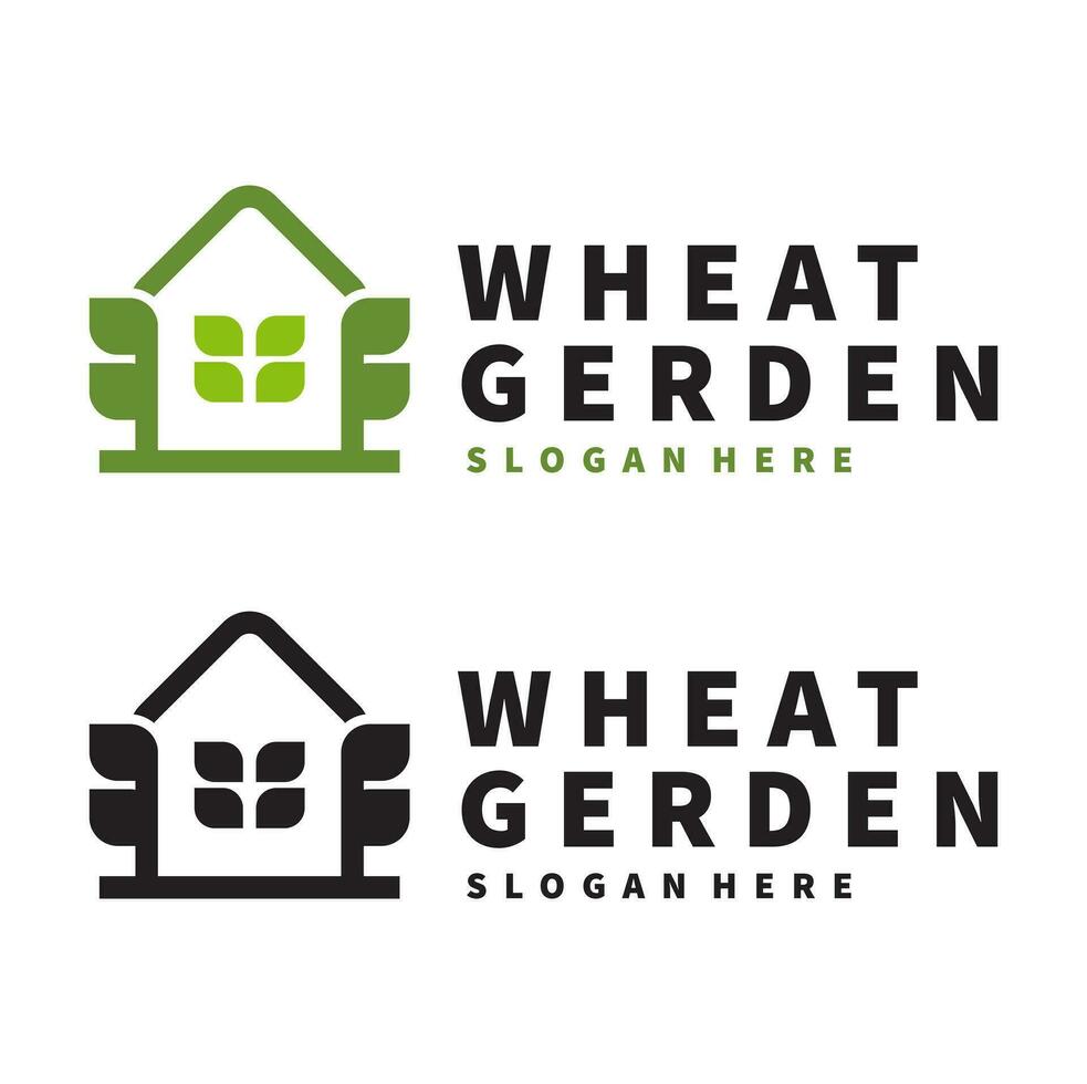 Modern Wheat and Garden Logo  Vector Design Template Isolated Simple