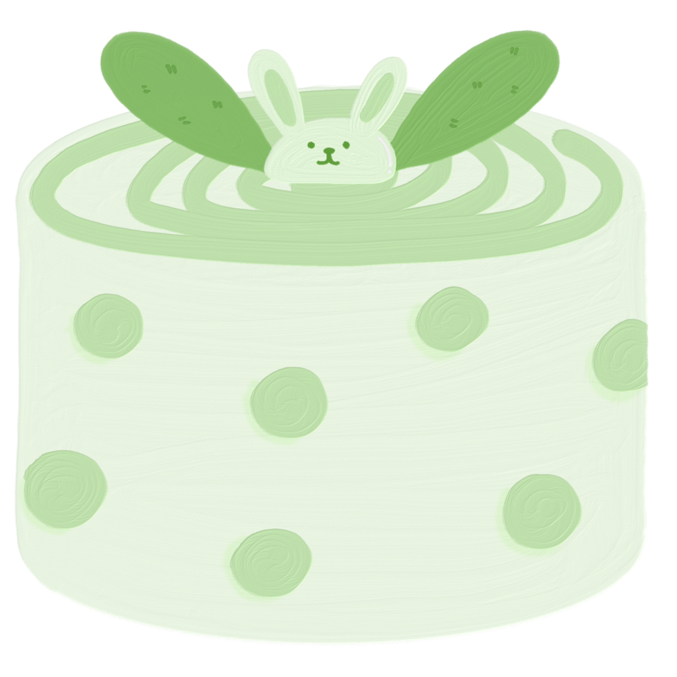 Oil painting dessert cake Ising rabbit cake PNG
