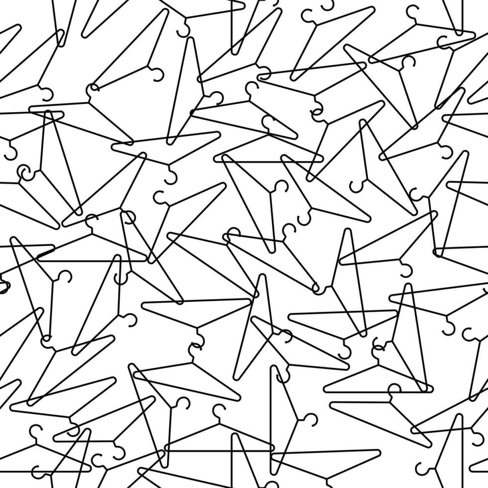 Abstract Black Cloth Hanger Vector Graphic Art Seamless Pattern vector illustration on white background