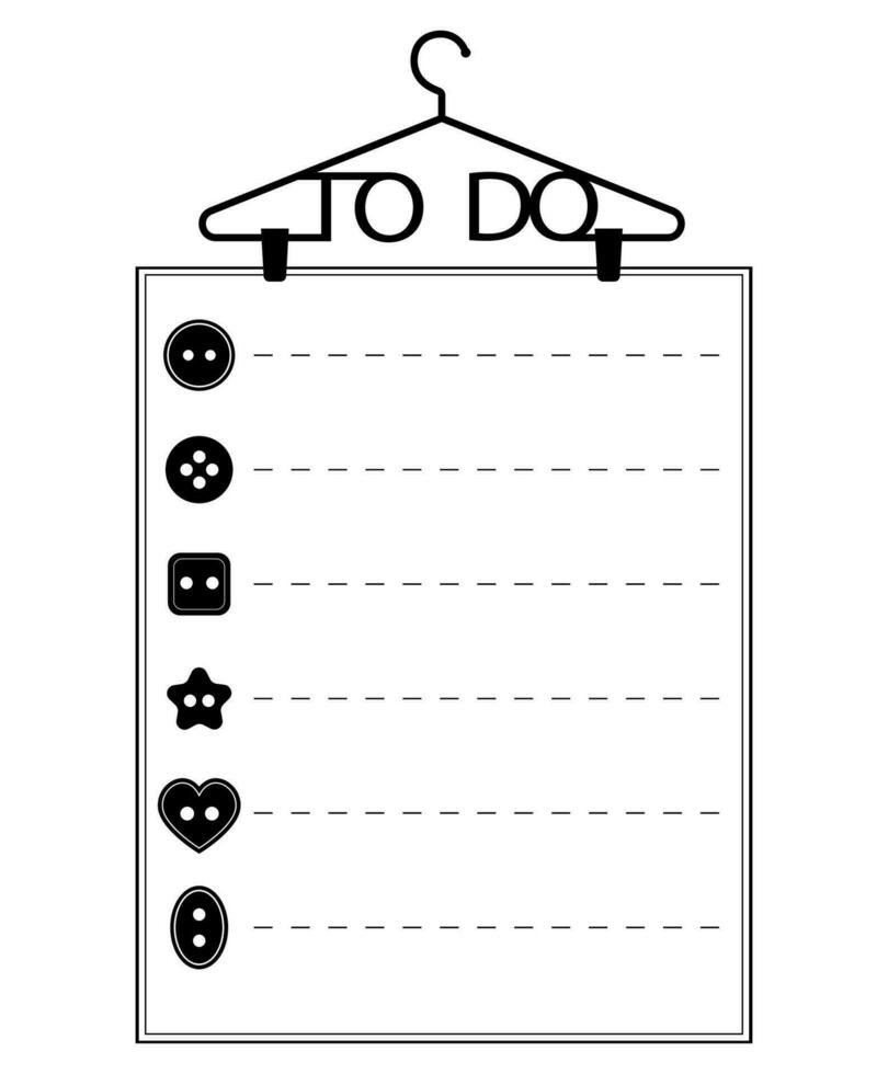 To do list hanging on a clothing hanger on white backgroud vector illustration. Checklist, task list vector illustration.
