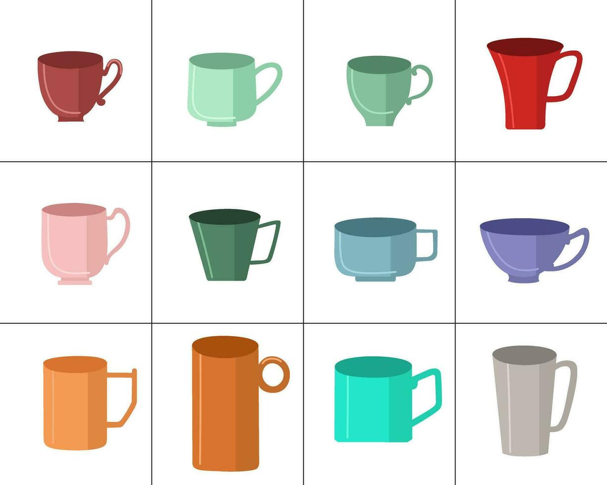Tea coffee cup set vector illustration