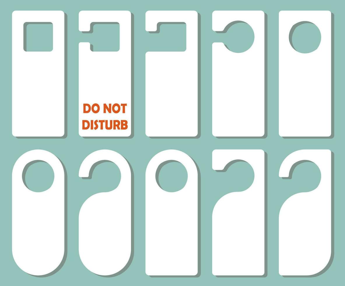 Vector hangers set vector icon. Door lock cards isolated. Don't disturb.