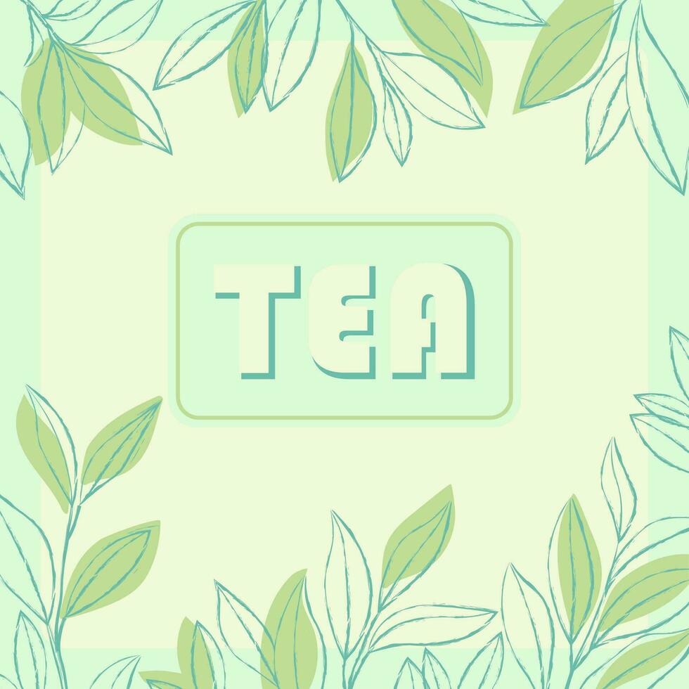 Hand drawn tea leaves background vector
