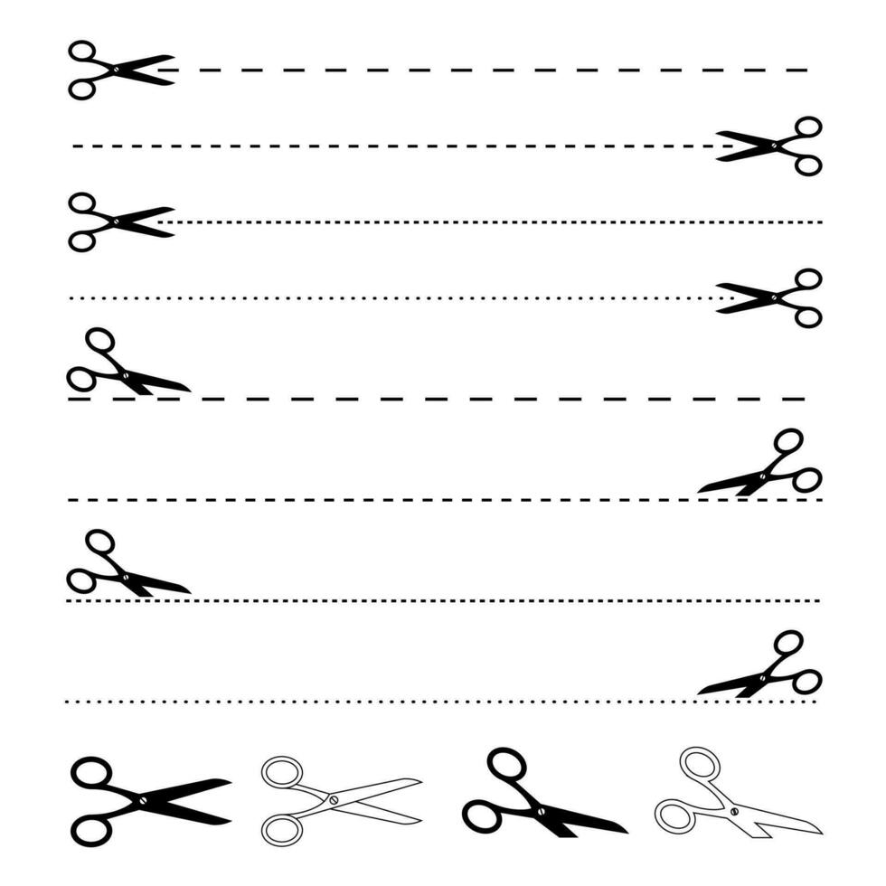 Silhouette Scissors cutting dotted lines icon on white background. vector