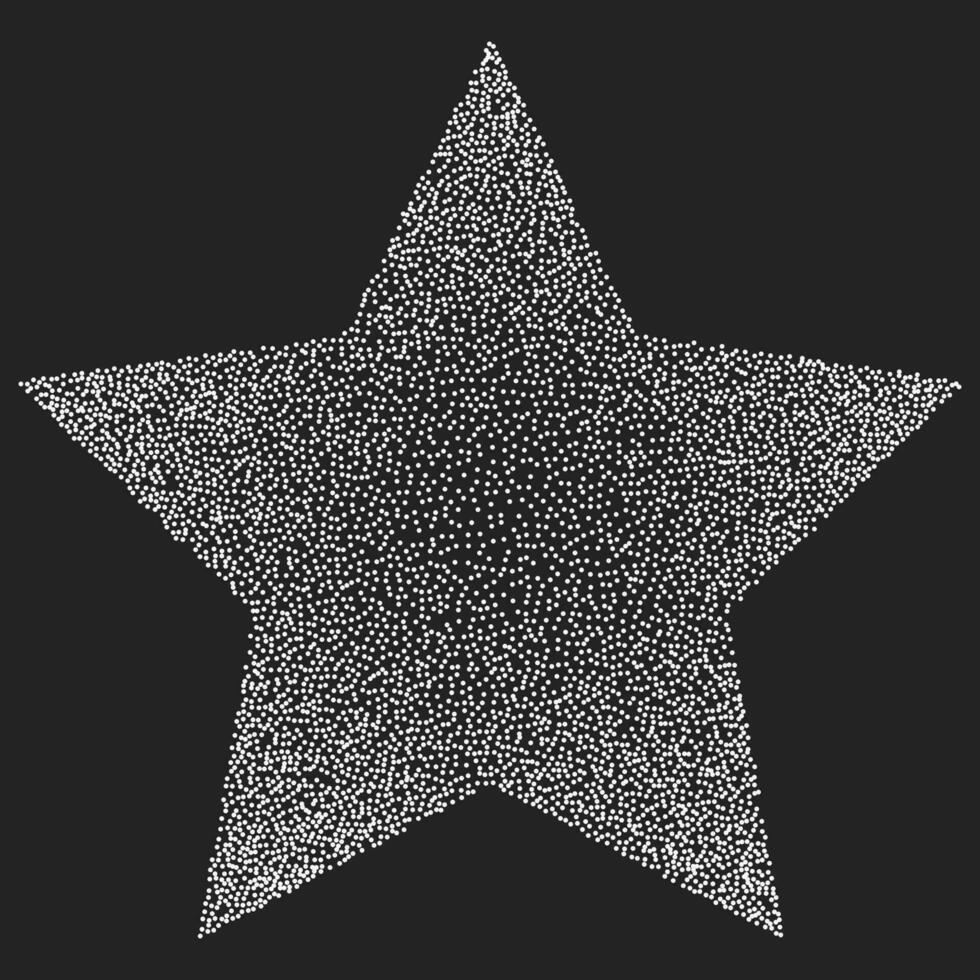 Clásico degradado estrella forma. vector elemento hecho de blanco puntos en un oscuro fondo, trama de semitonos estilo.